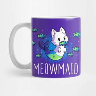 Meowmaid! Cute Funny Cat Kitten Mermaid Lover Sarcastic Humor Quote animal Lover Artwork Mug